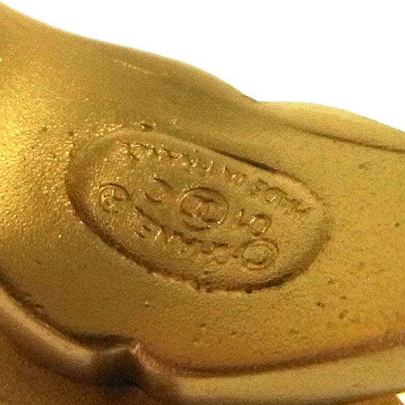 Auth CHANEL CC Logos Rhinestone Bangle Chain Ring #6 Gold-Tone 01C Vintage - Picture 6 of 8